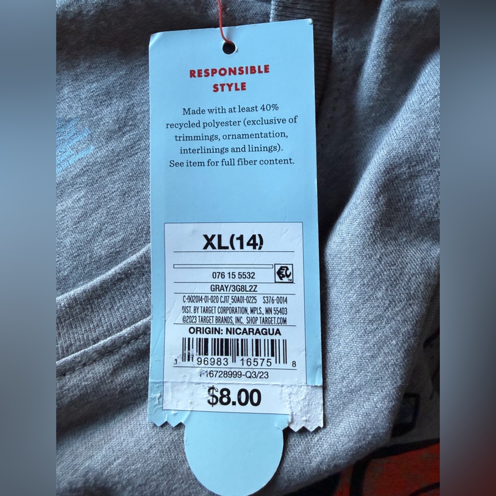 Cat & Jack ‘All Me All Day’ Light Gray Long Sleeve Tee XL (14) NWT - Picture 4 of 4